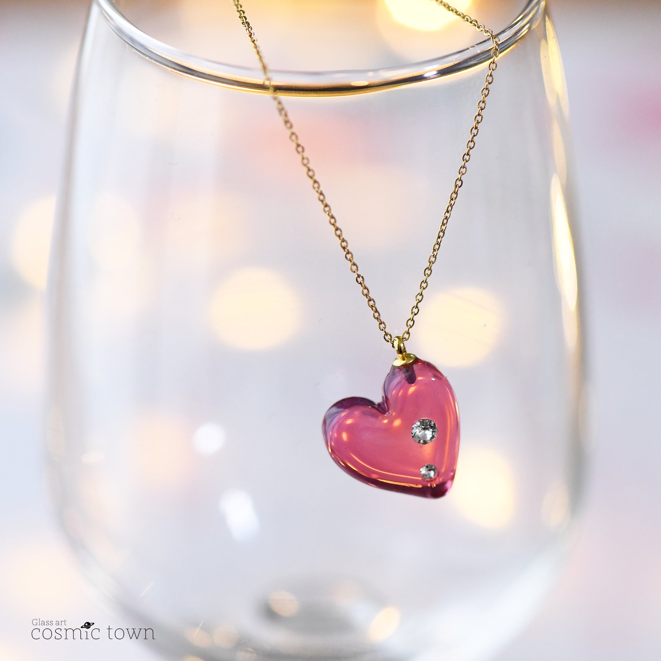 ハートのペンダント / スワロフスキー / ボロシリケイトガラス【cosmic