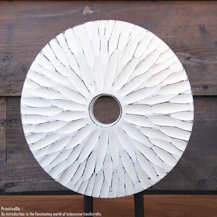 アジアンテイスト オブジェ [光] 30cm 木製装飾 ホワイトウォッシュ