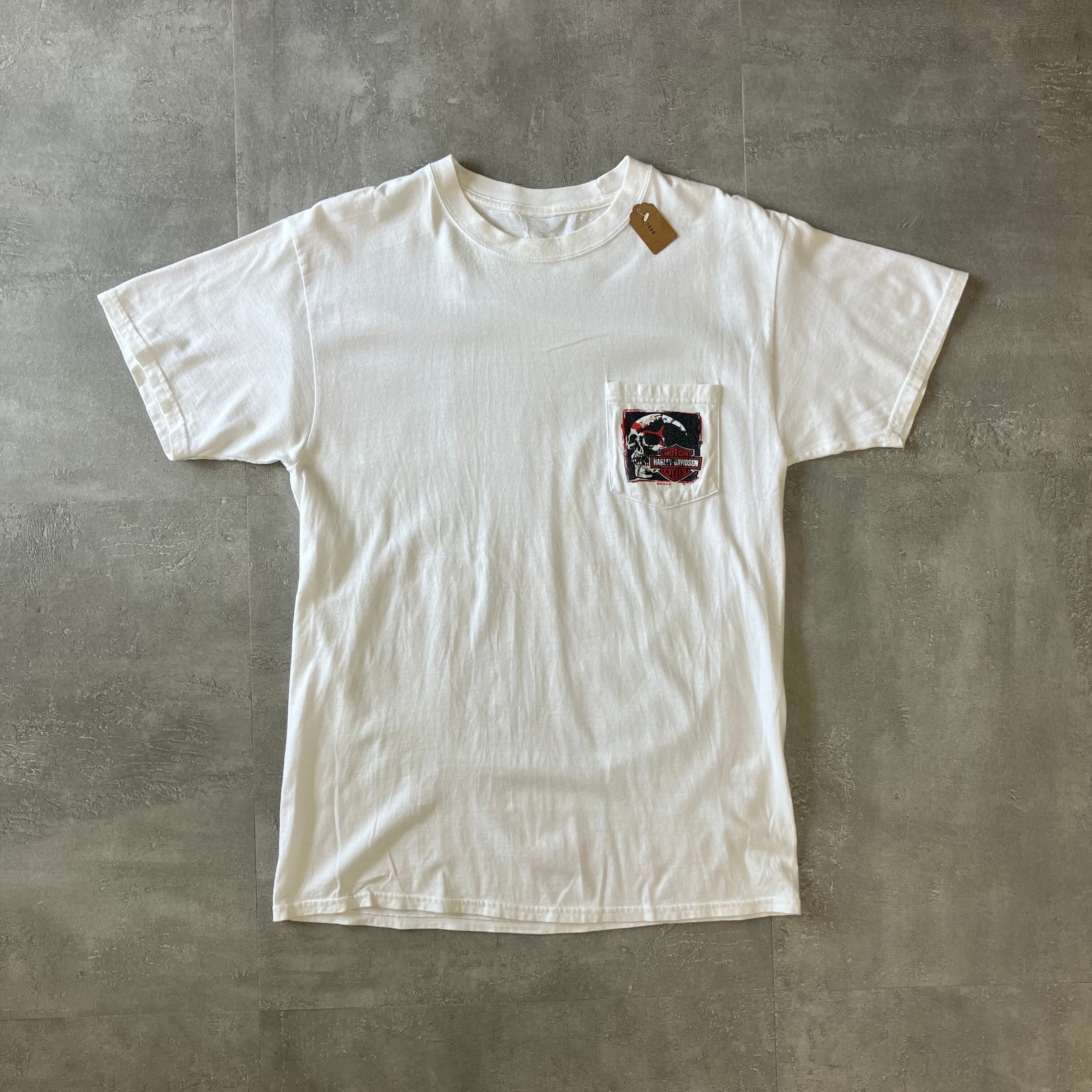 Harley-Davidson ハーレーダビッドソン 00s ポケットTee 両面プリント スカル No.2104