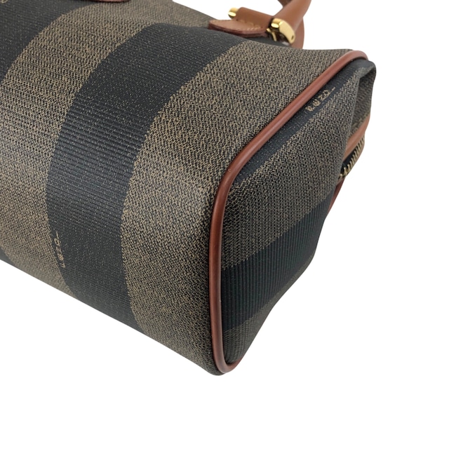 FENDI フェンディ ぺカン ハンドバッグ ブラウン FF PVCレザー ミニボストン vintage ヴィンテージ オールド bcu358