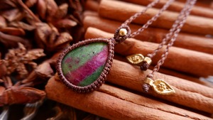 Ruby in Zoisite Macrame Necklace