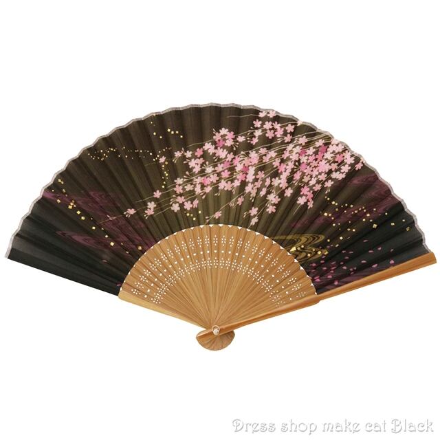 旭王 扇子 桜 ブラックブラウン 13106 夏祭り 浴衣