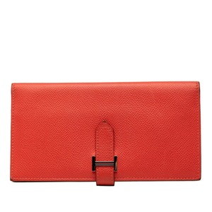 エルメス ベアン スフレ 長財布 ローズジャイプール レッド ヴォーエプソン レディース HERMES 【中古】
