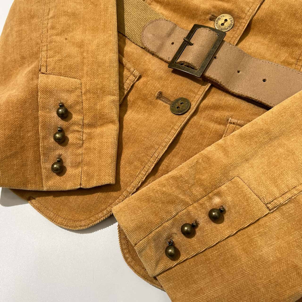ADOLFO DOMINGUEZ アドルフォドミンゲス ベルト付き ジャケット 38 /キャメルブラウン/ビンテージ