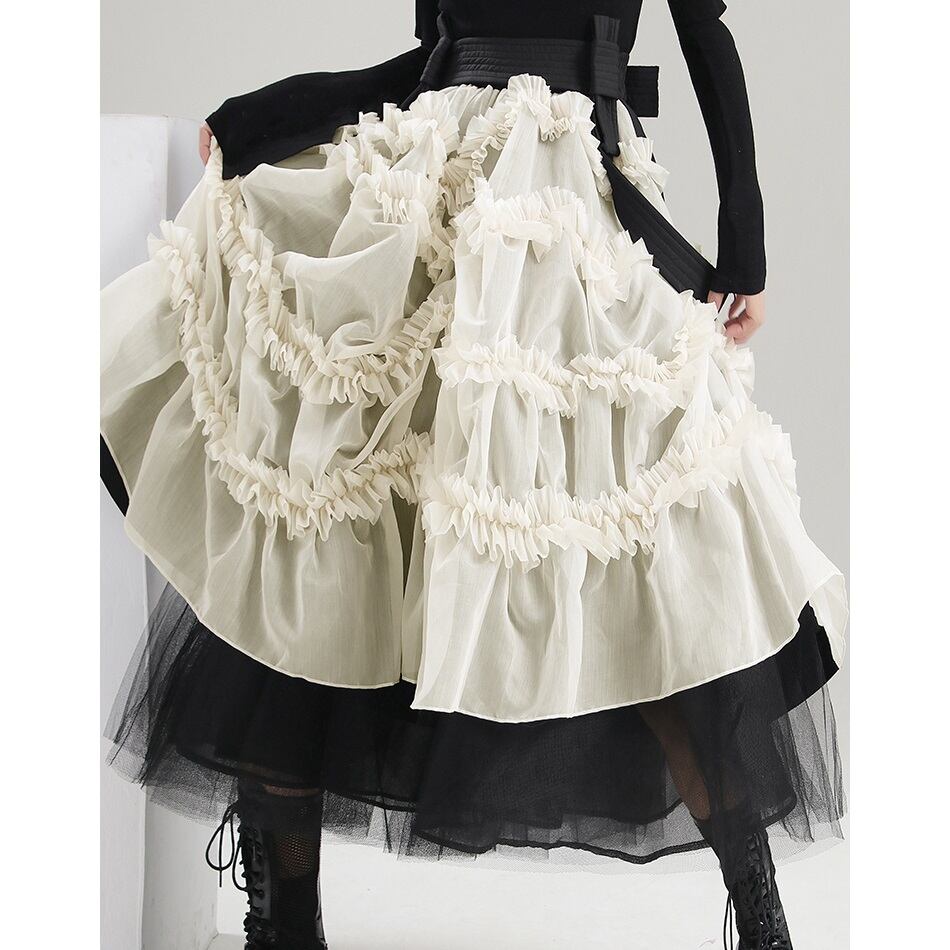 TR1457】Gothic Frill Tulle Skirt | Tommorch 