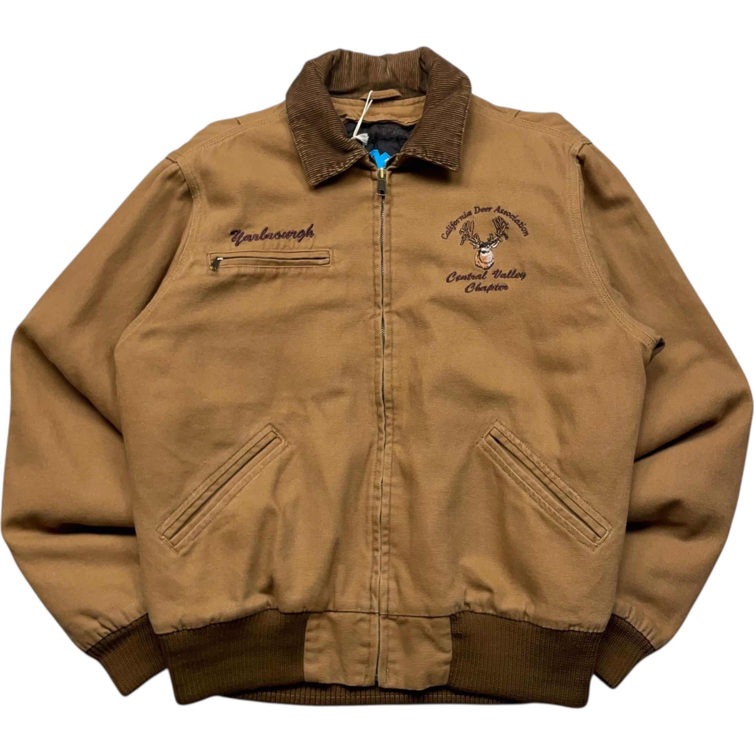 《S》Tri Mountain トライマウンテン ダックジャケット 襟コーデュロイ 刺繍 裏地ブランケット ブラウン no.9545