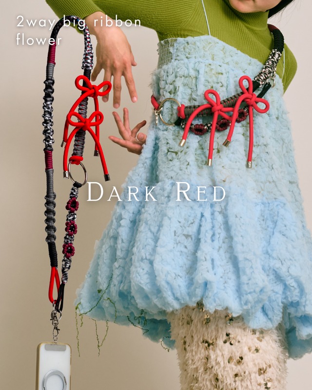 2way big ribbon flower strap Dark Red