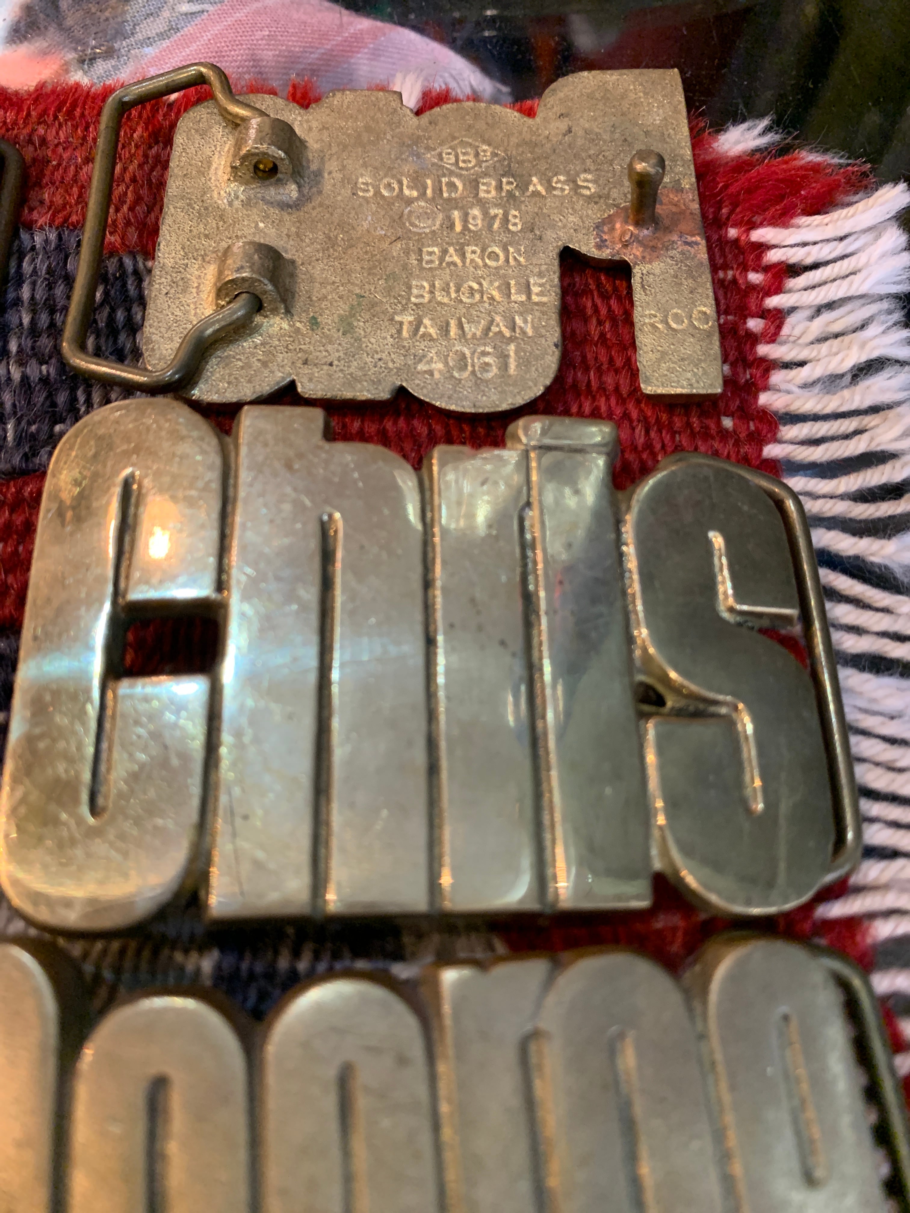 ソリッドブラス製ライオン 1970年代 BBBバーオン ヴィンテージ ベルト