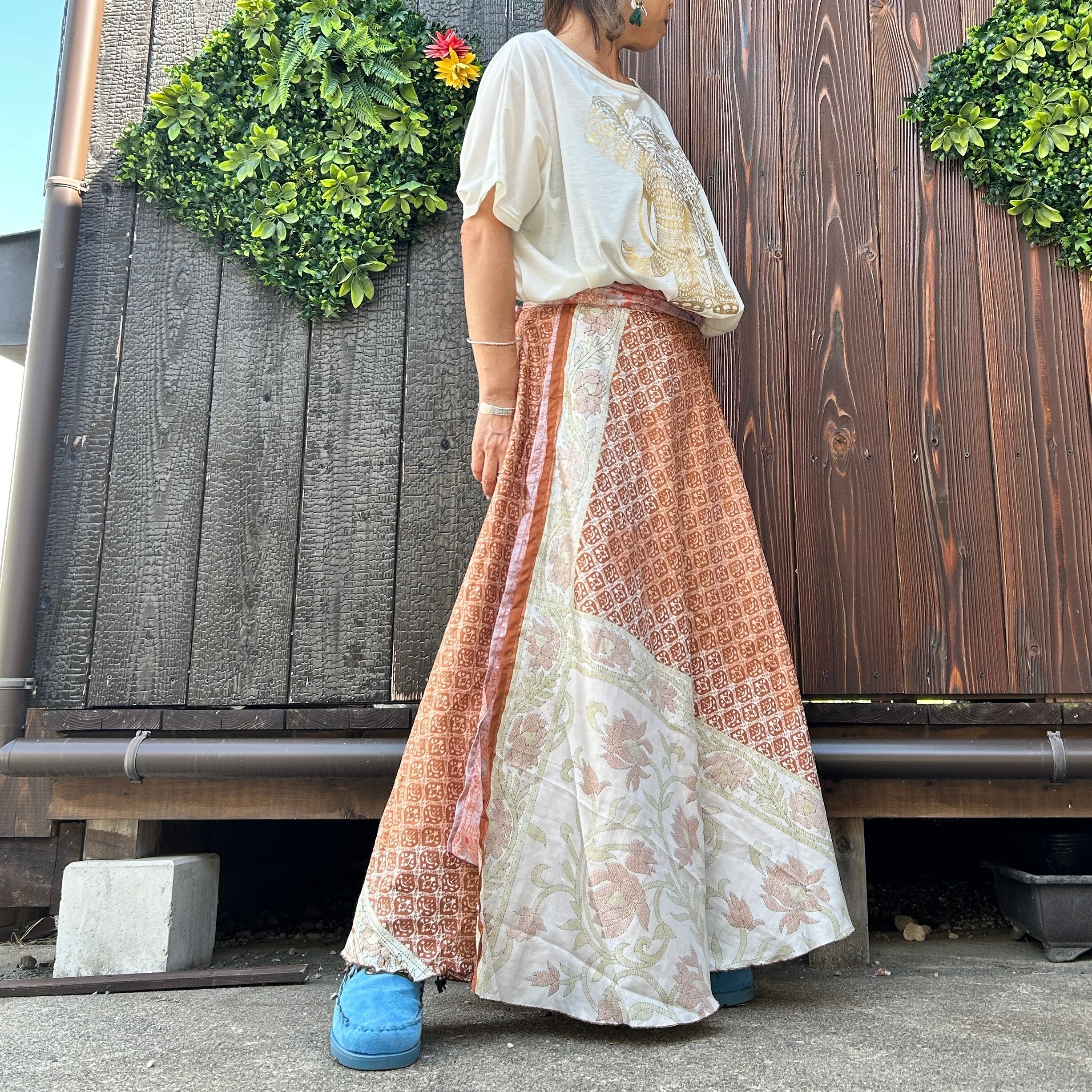 巻きスカート　古着 シルク巻きスカート8009 | アジアン雑貨ルチュ