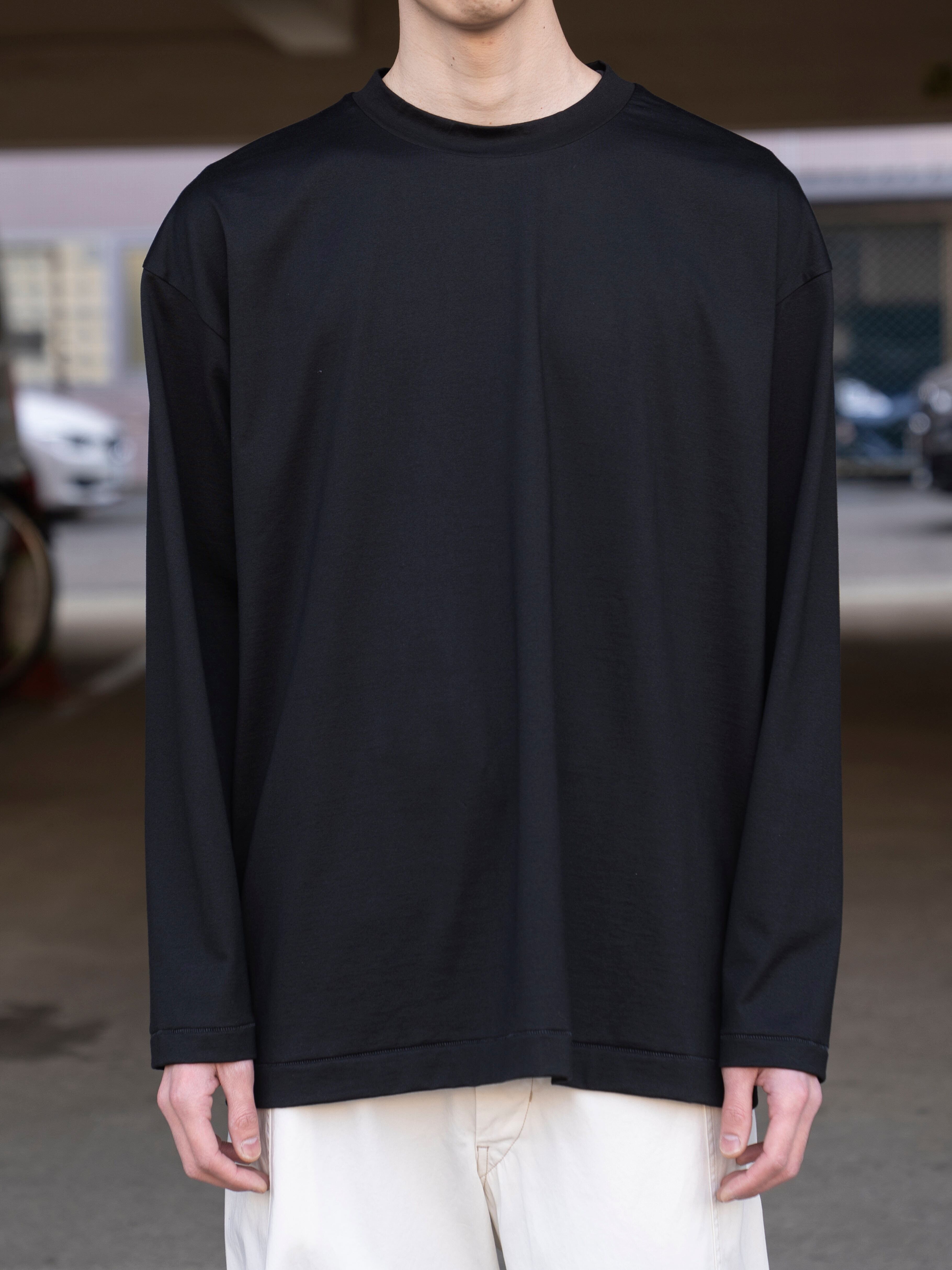 ATON SUVIN 60/2 OVERSIZED LONG SLEEVE T-SHIRT BLACK KKAGLM0018