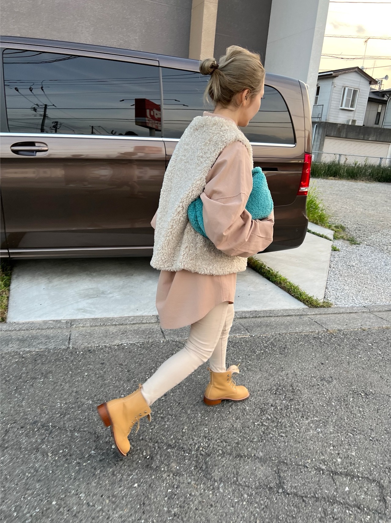 unbalance hem stretch デニムpt／ベージュ