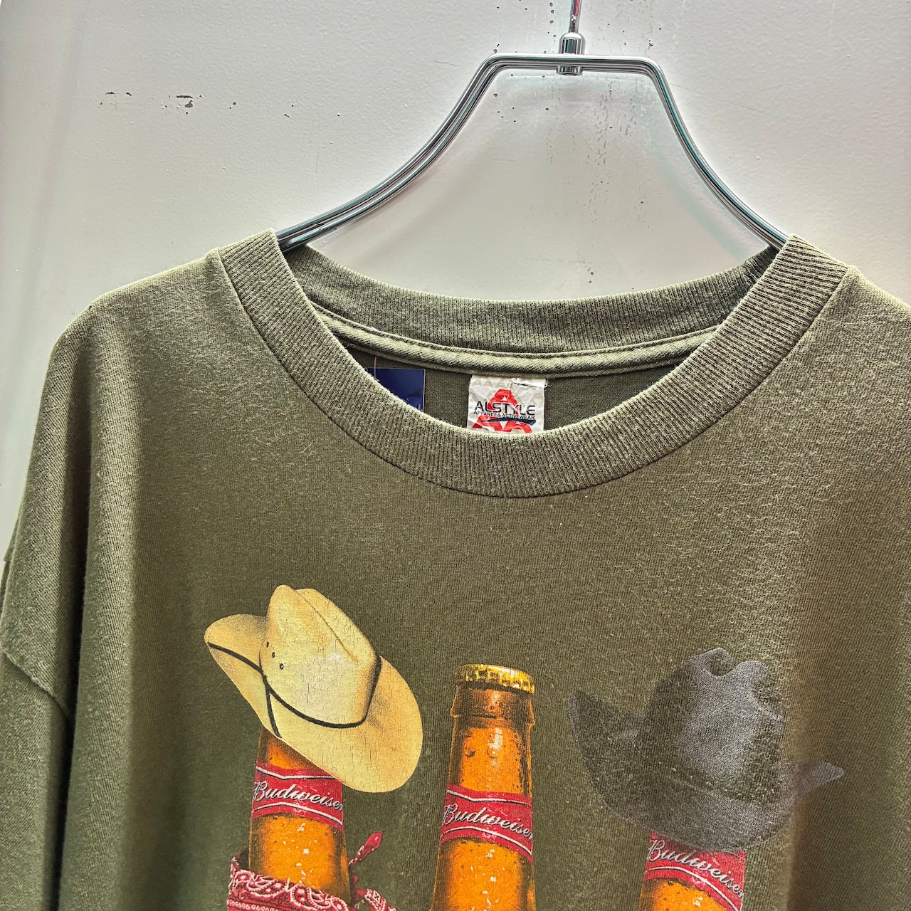 00s ALSTYLE Budweiser Tシャツカウボーイ オリーブ バドワイザー