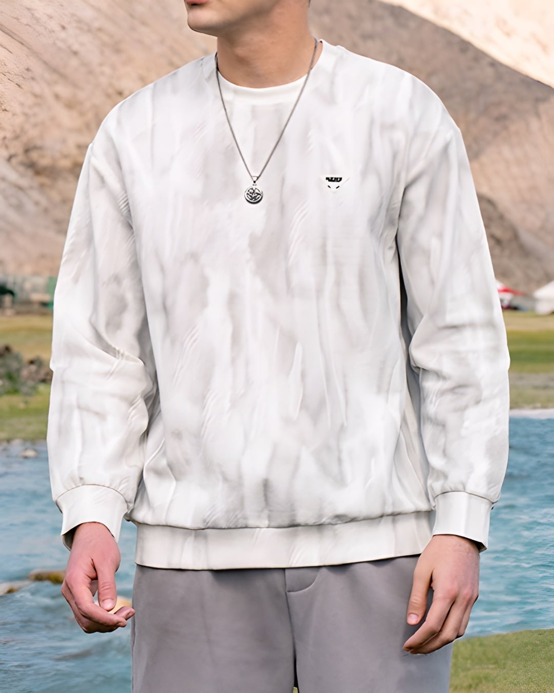 レトロ ダイダイ柄スウェットシャツ 2色 E0209