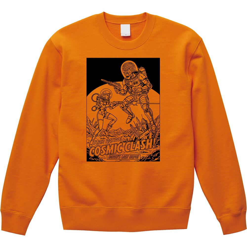 レトロSF アメコミ風 スウェット トレーナー 厚手 エイリアン 宇宙