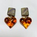 Vintage Heart  Shaped Amber Earrings