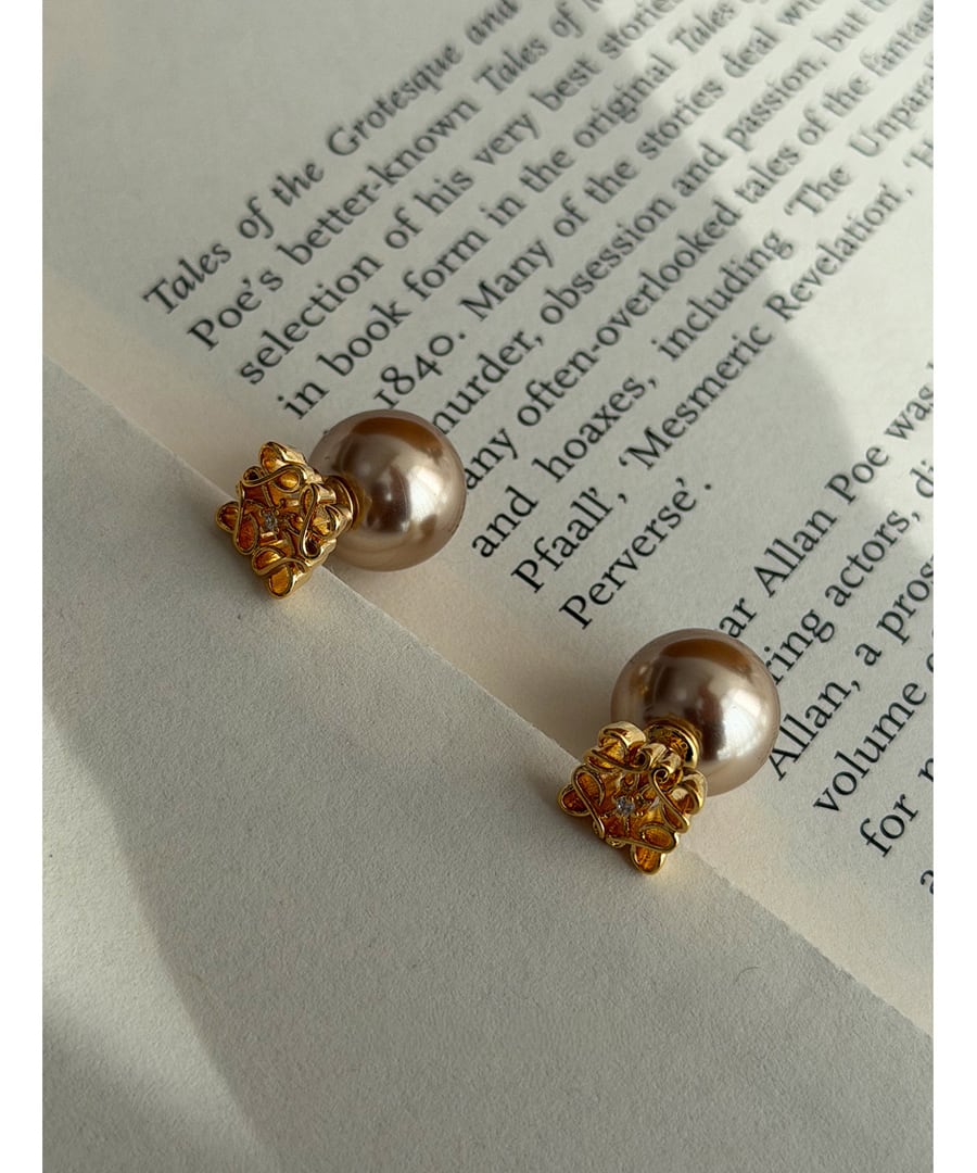 珈琲color◆人工パールピアス【e-70986】