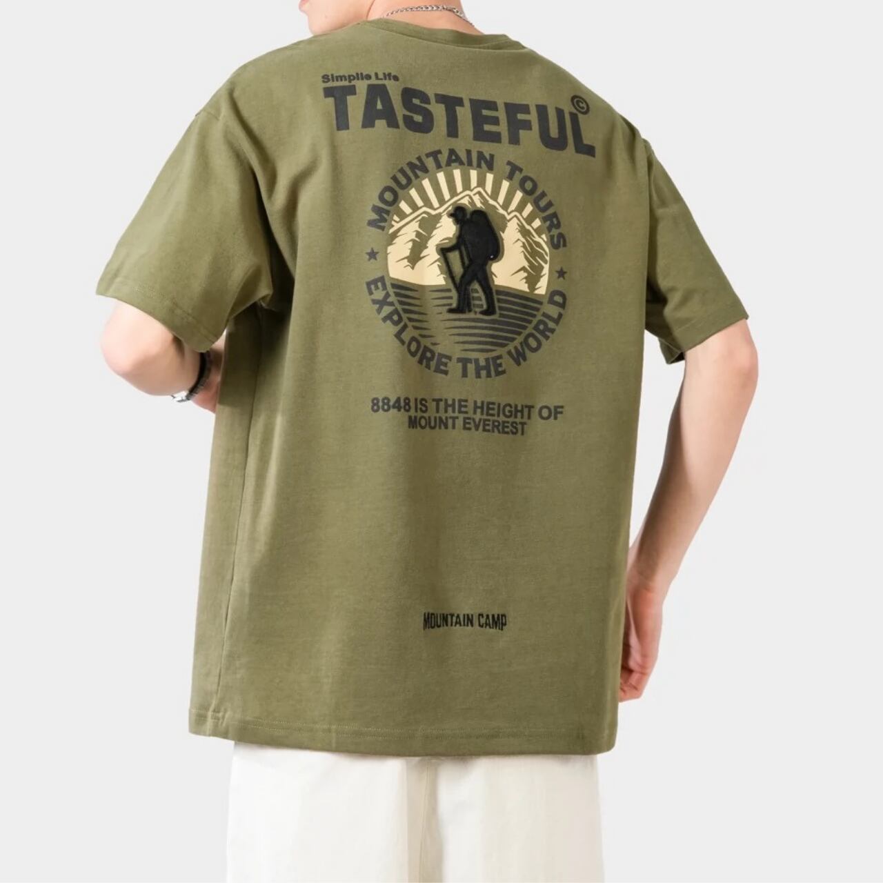 バックプリント付き クルーネック Tシャツ 00237