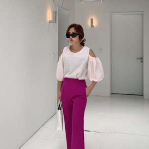 Remember Shirt カットショルダー ブラウス パフスリーブブラウス オフショルダー風 リメンバー シャツ オフショルダー カットオフショルダー パフスリーブ
