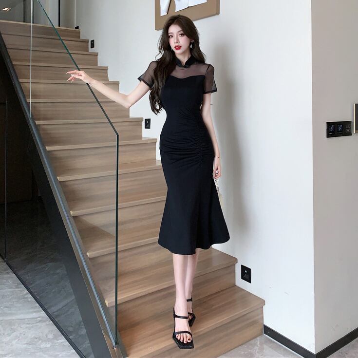 膝丈ドレス 新作 着痩せ セクシー かわいい YT2-LQE9557HF350