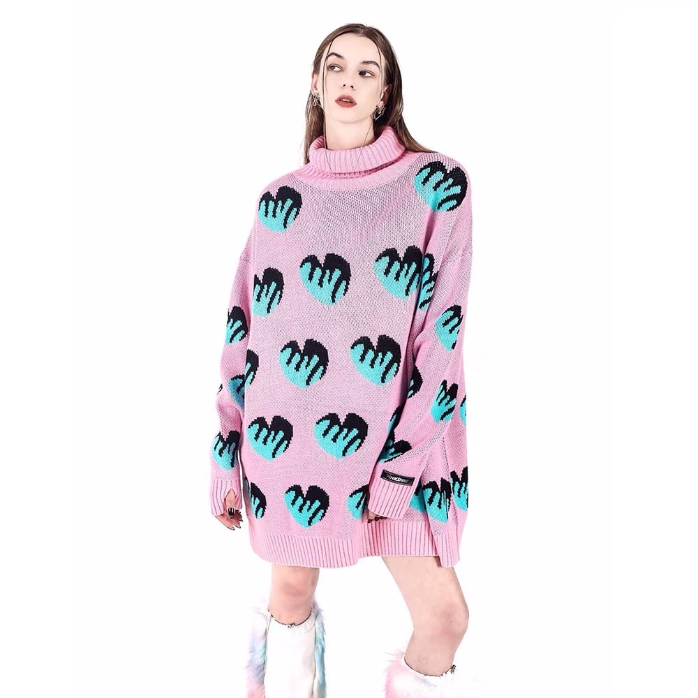 2カラー 】ニット セーター ピンク 水色 ハート | LOVEYsmileSHOP