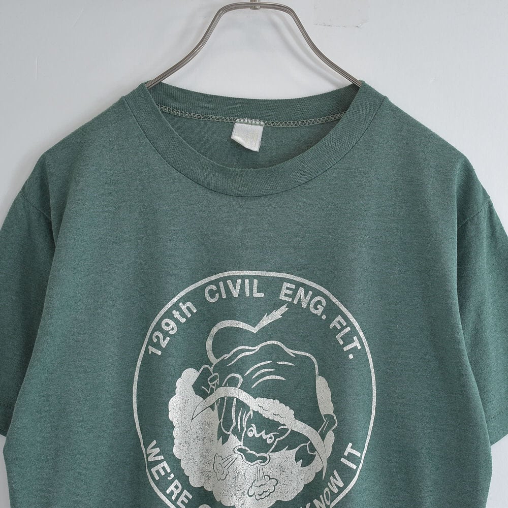 70~80s Velva Sheen ベルバシーン USAF プライムビーフ プリント Tシャツ ヴィンテージ アメリカ空軍 エンジニア ビンテージ USA アメリカ古着 メンズS相当