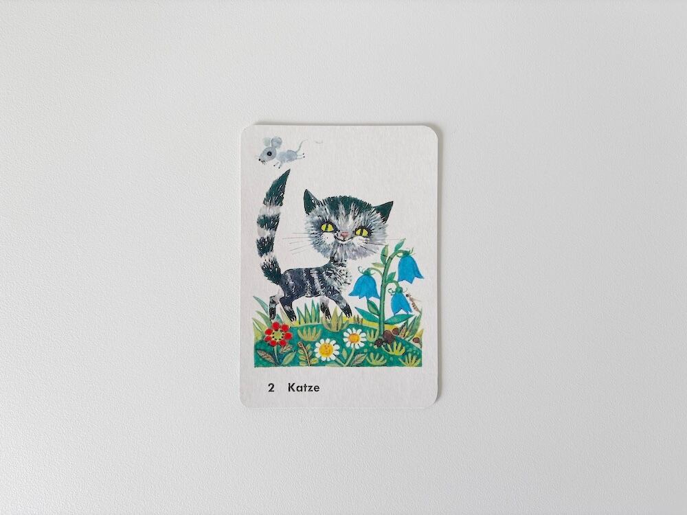 【旧東ドイツ】にっこり笑う猫とそそくさと逃げるネズミのカード