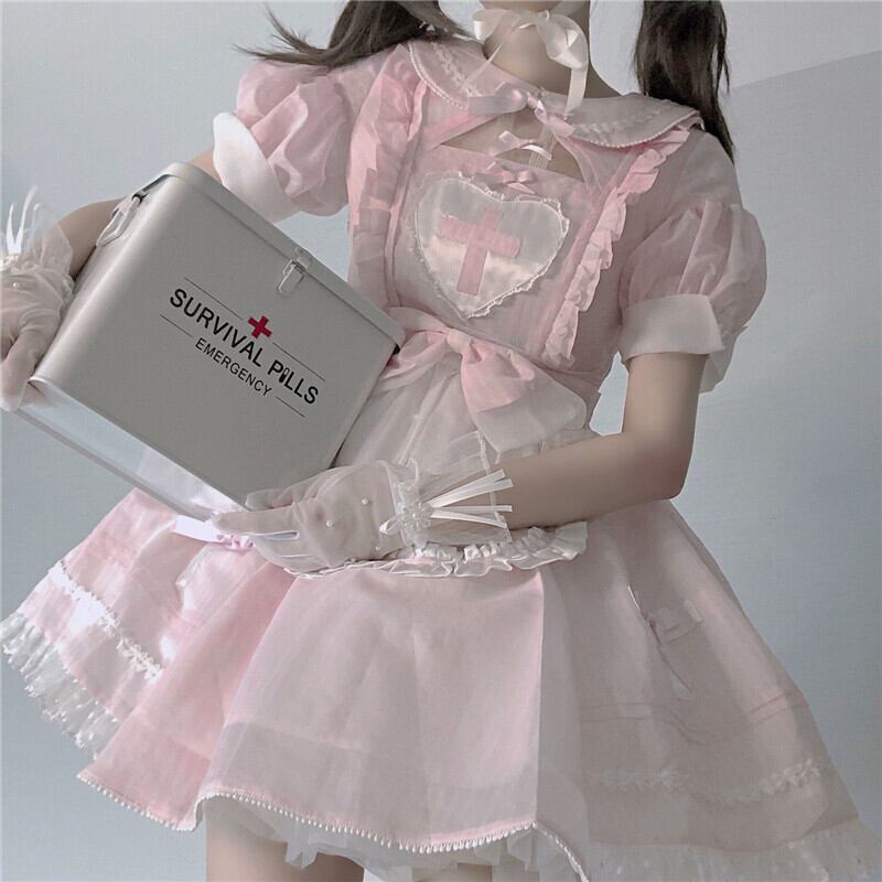 2点 かわいい ロリータ 看護婦 メイド服 磔柱 仮装 コスプレ Lolita Op ワンピース Miyabi5 2点 かわいい ロリータ 看護婦 メイド服 磔柱 仮装 コスプレ Lolita Op ワンピース Miyabi5