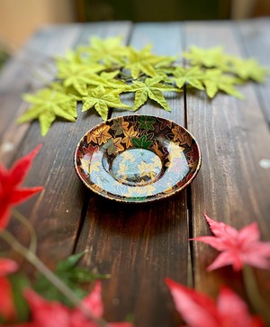 京つづれ紅葉　西陣織✖️漆器の茶托