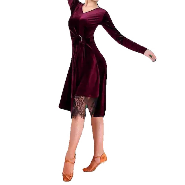 デザインワンピース ロングスリーブ ミモレ ベルトデザイン ds1012