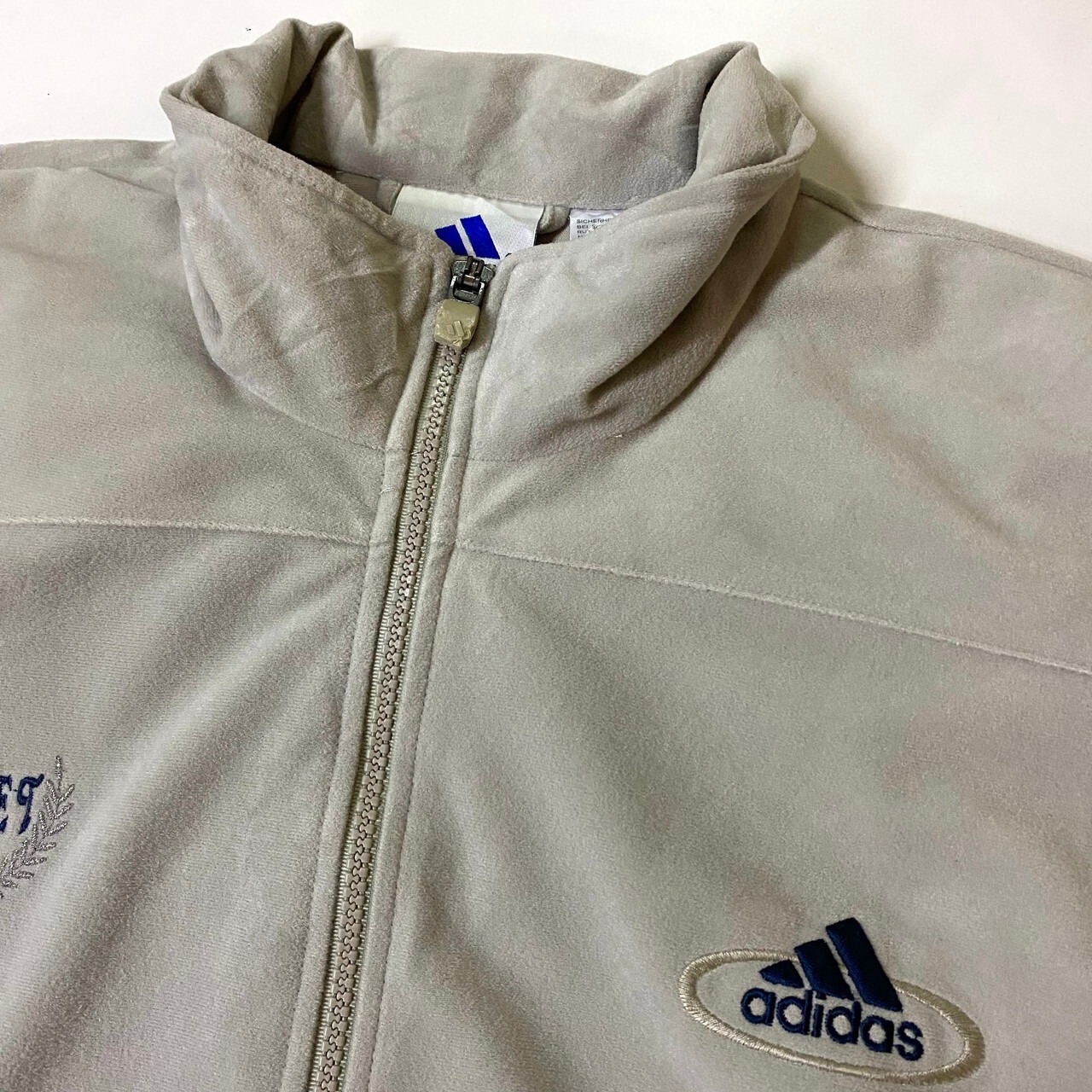 90年代 adidas アディダス ベロアジャージ ワンポイントロゴ刺繍 