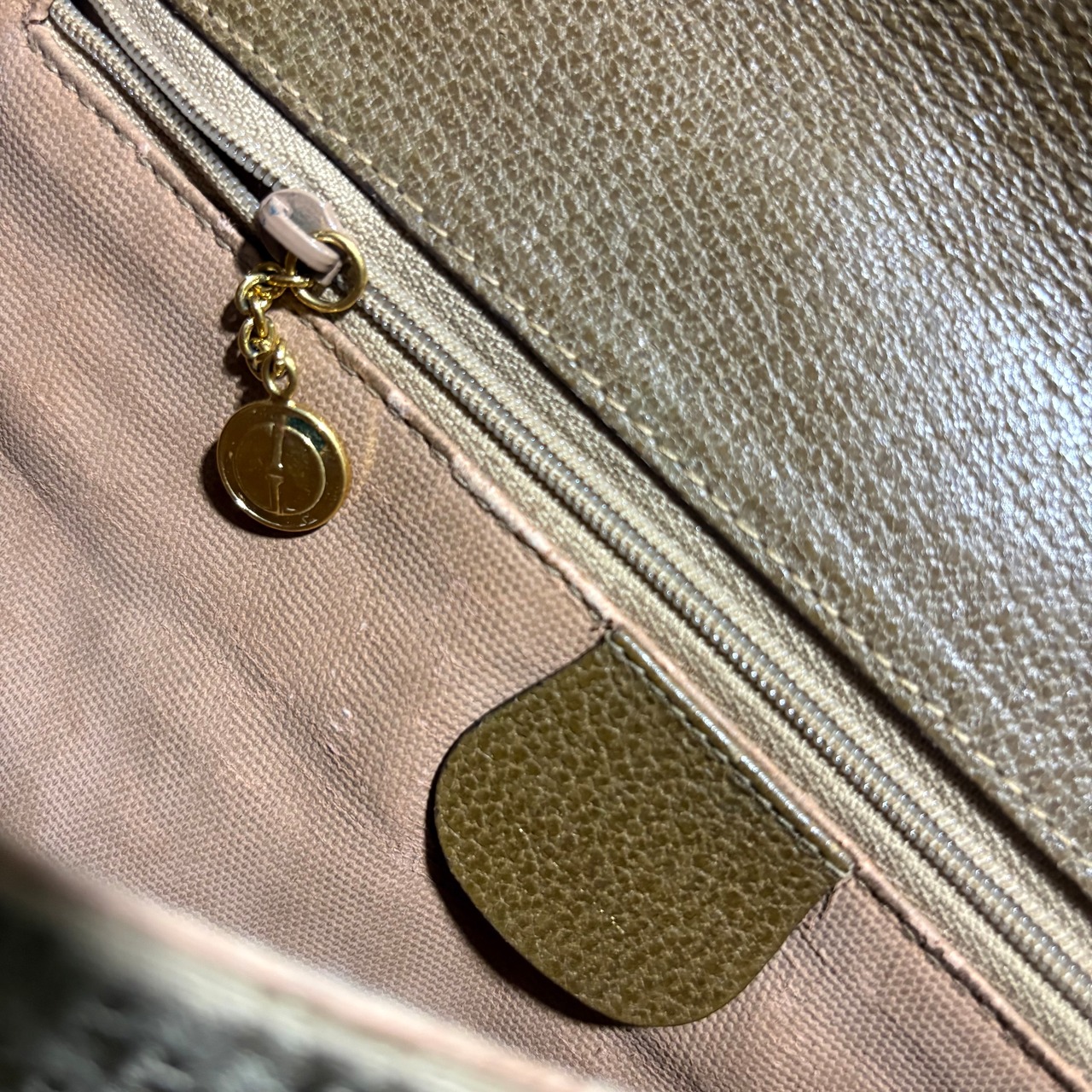 vintage GUCCI leather × monogram canvas shoulder bag