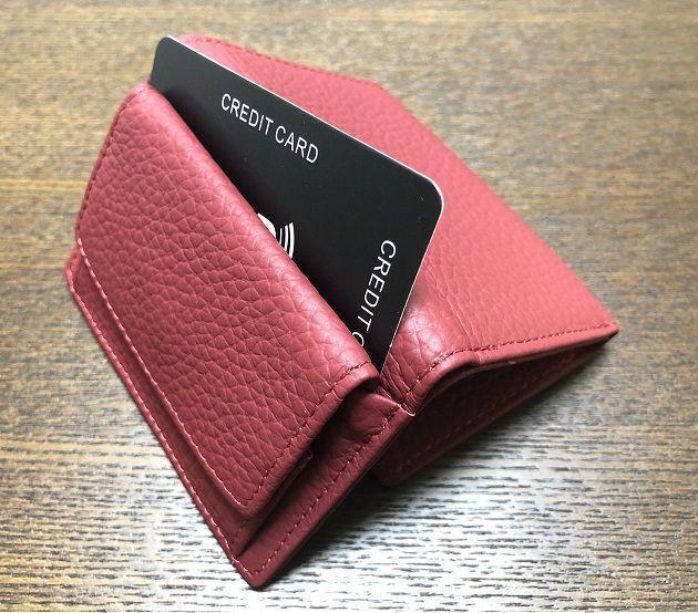 本革三つ折り財布》ミニ財布 薄くて軽い レディース ワインレッド