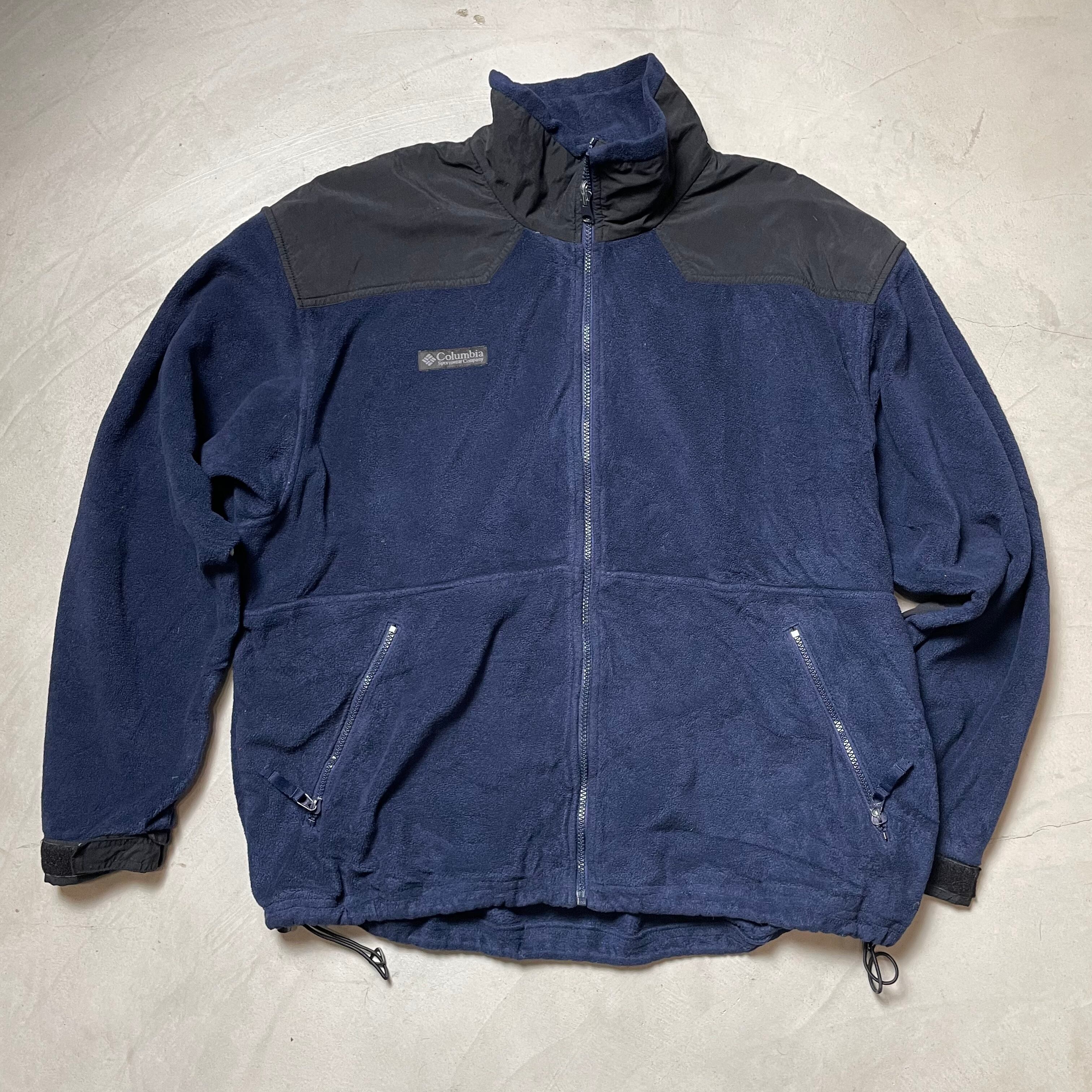 Columbia コロンビア フリースジャケット メンズL 古着 ナイロンジャケット ヴィンテージ ビンテージ ブルー 青【フリースジャケット】