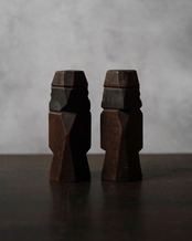 アイヌ夫婦人形　木彫　/　北海道