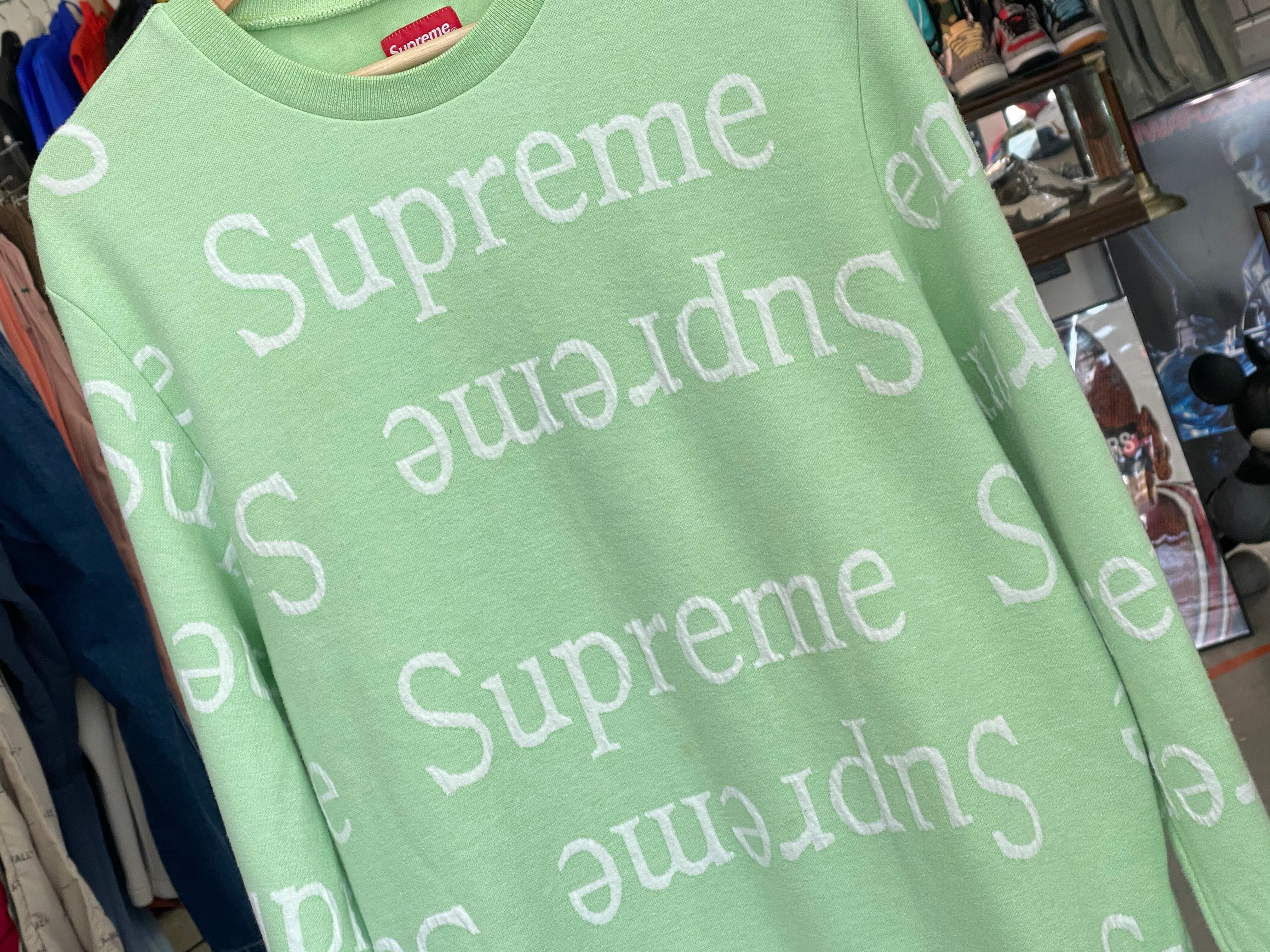 Supreme JACQUARD LOGO CREWNECK MEDIUM LIGHT GREEN 30JL1960 | BRAND 