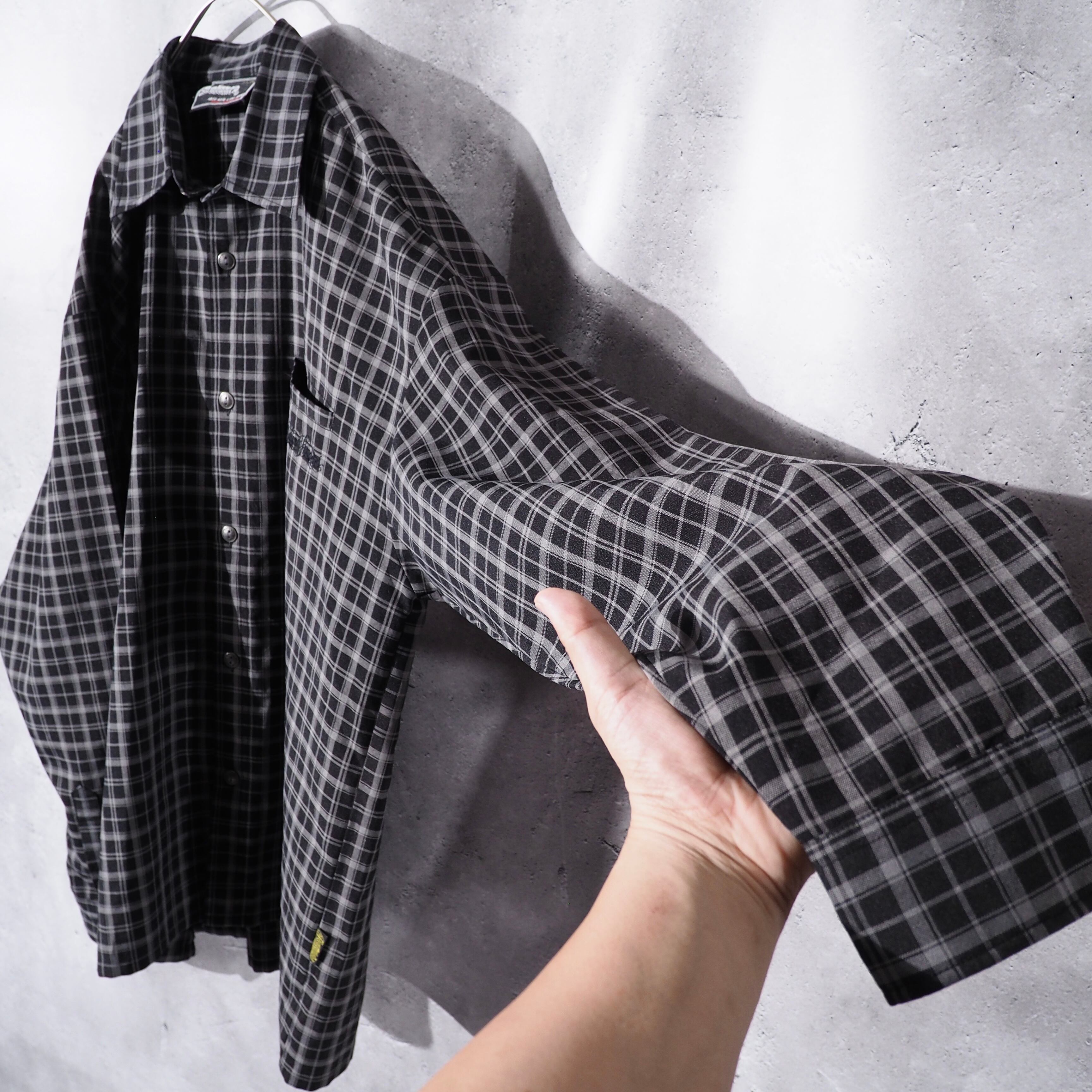 00s ” Balance street wear ” Dark check pattern Over silhouette Shirt