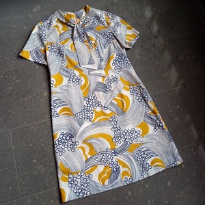 波柄 タイネックサマーワンピース used [104130]