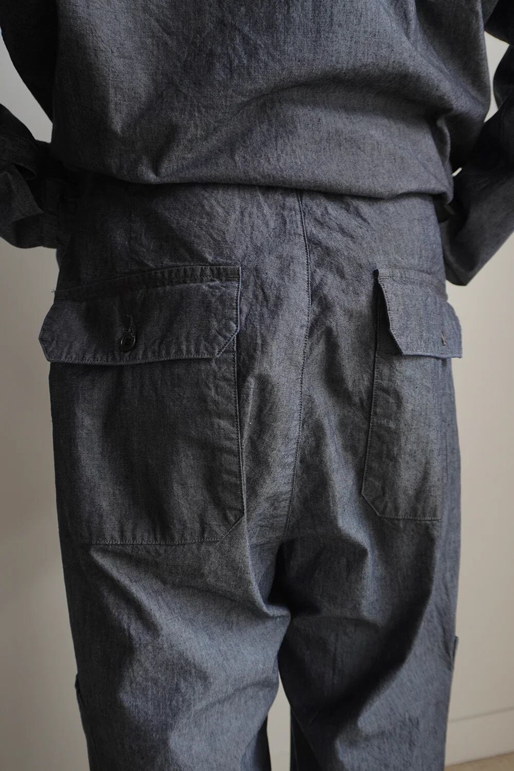 24SS】ANCELLM CHAMBRAY BAKER CARGO PANTS (INDIGO) ANC-TP41-B