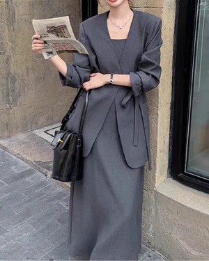 サスペンダースカートセットアップスーツ A0548