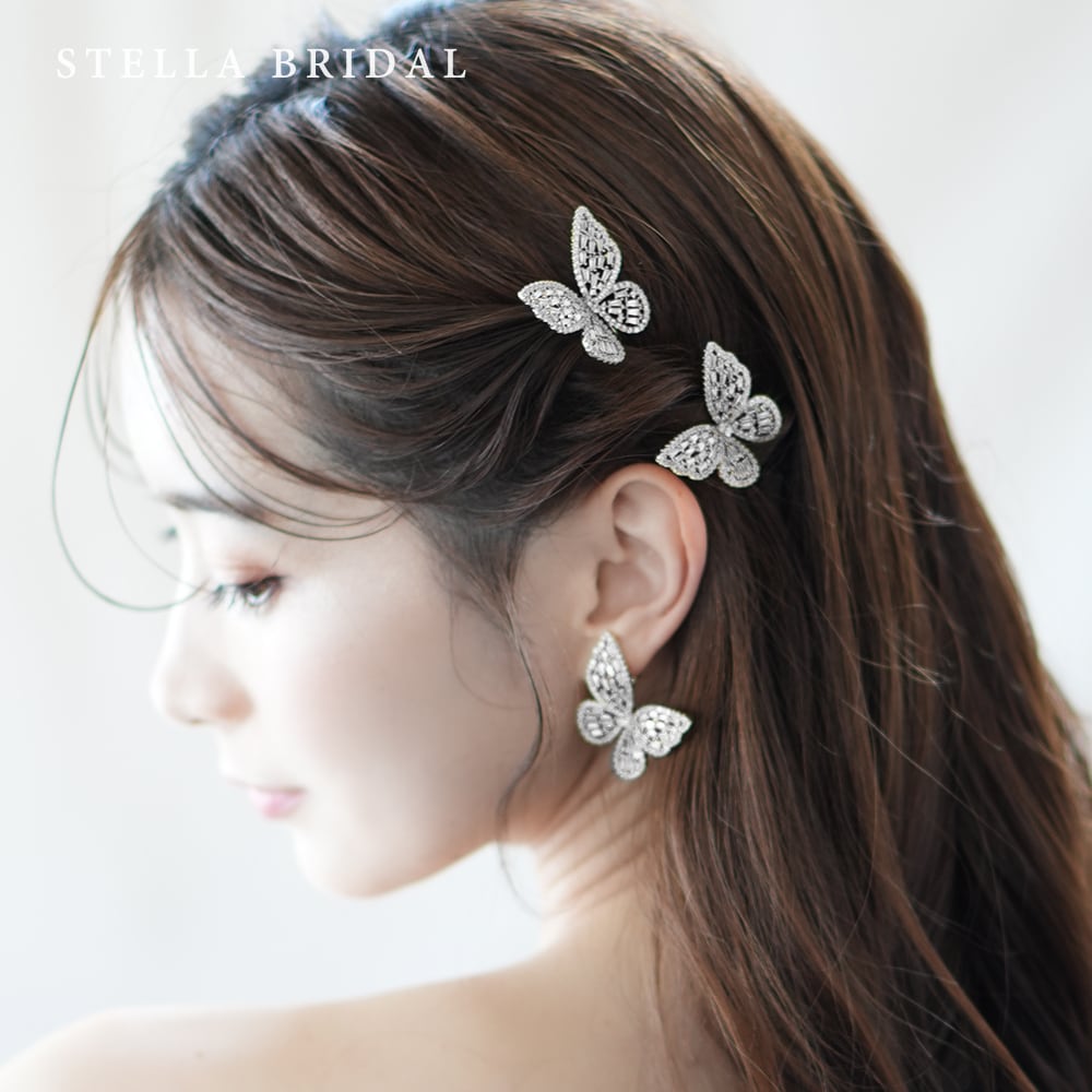 ゼクシィ掲載＊キュービックジルコニア バタフライ ブライダルヘッド