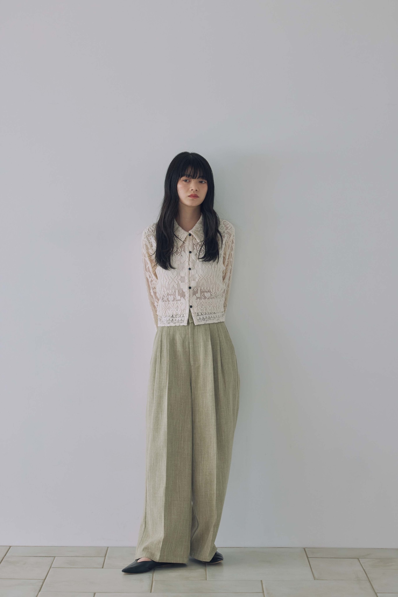 DU260515 Cut Off Tuck pants 【set up可】【T sizeあり】