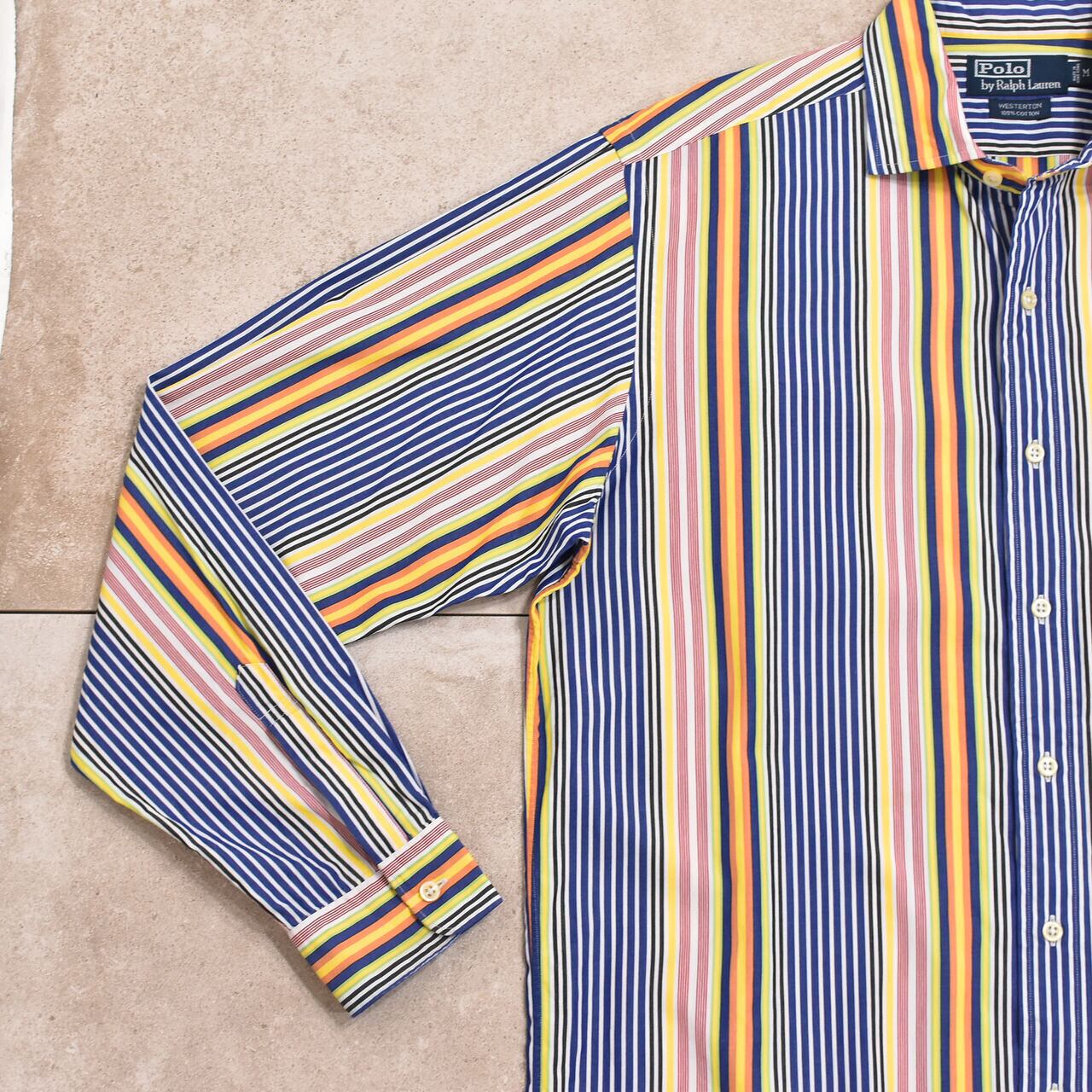 希少　90s ポロラルフローレン USA製 レースアップ　ストライプ　L POLO RALPH LAUREN（ポロ・ラルフローレン） 90s ラルフローレン
