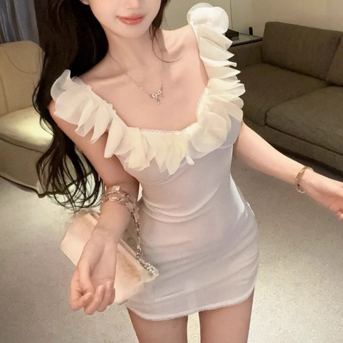 2色／フリルネックキャミワンピ ・11184