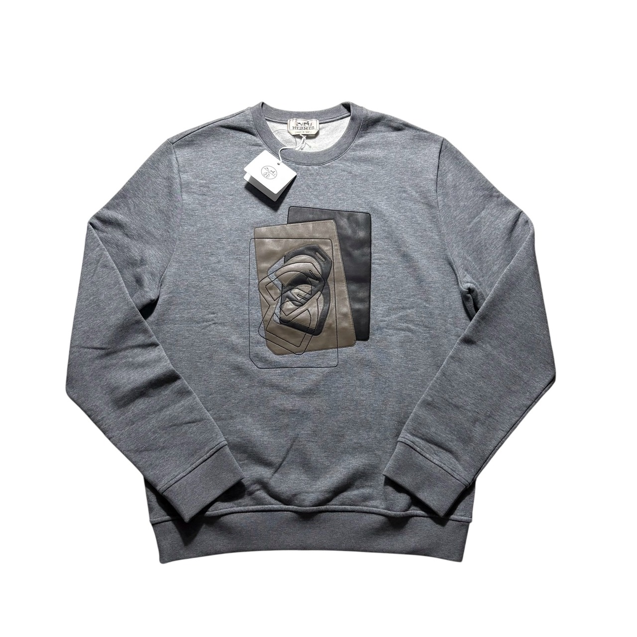 2024aw HERMES leather patch sweat pullover