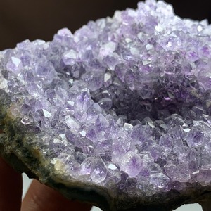 アメジスト原石クラスターに住み着くフローライトハリネズミさん