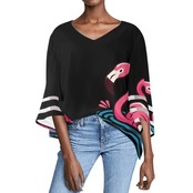 Women's Loose Chiffon Blouse with Puff Sleeves Swim 4506