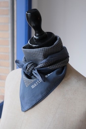 Marimekko blue grey geometric square cotton scarf