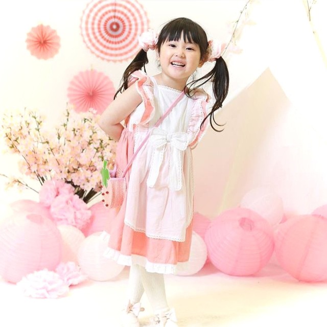 在庫80 人気エプロンワンピース 仕立屋コラボ 白 ドット コーラルピンク Heart Spring スモッキングワンピースと可愛い子供服