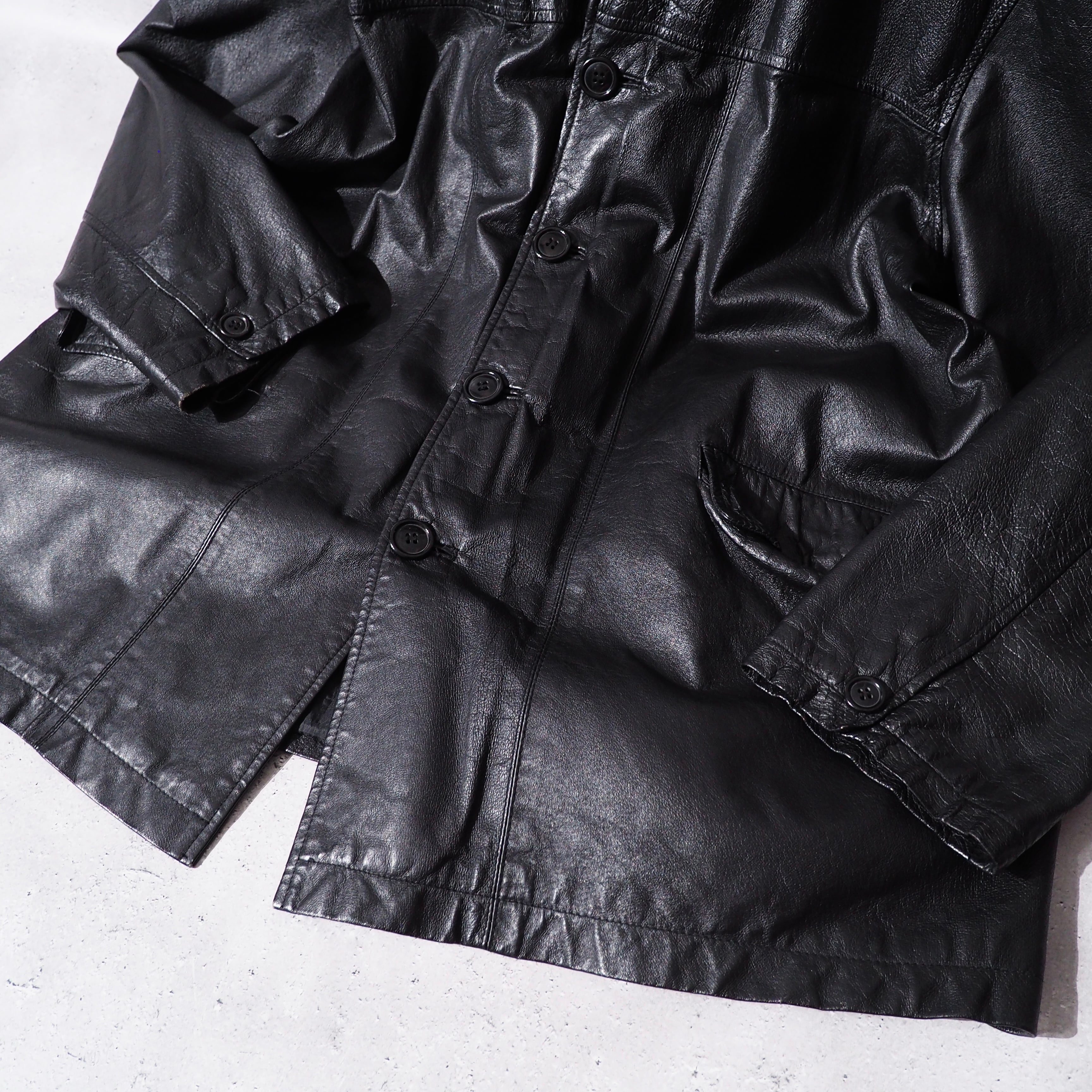 " Unknown " Black Over silhouette vintage leather jacket