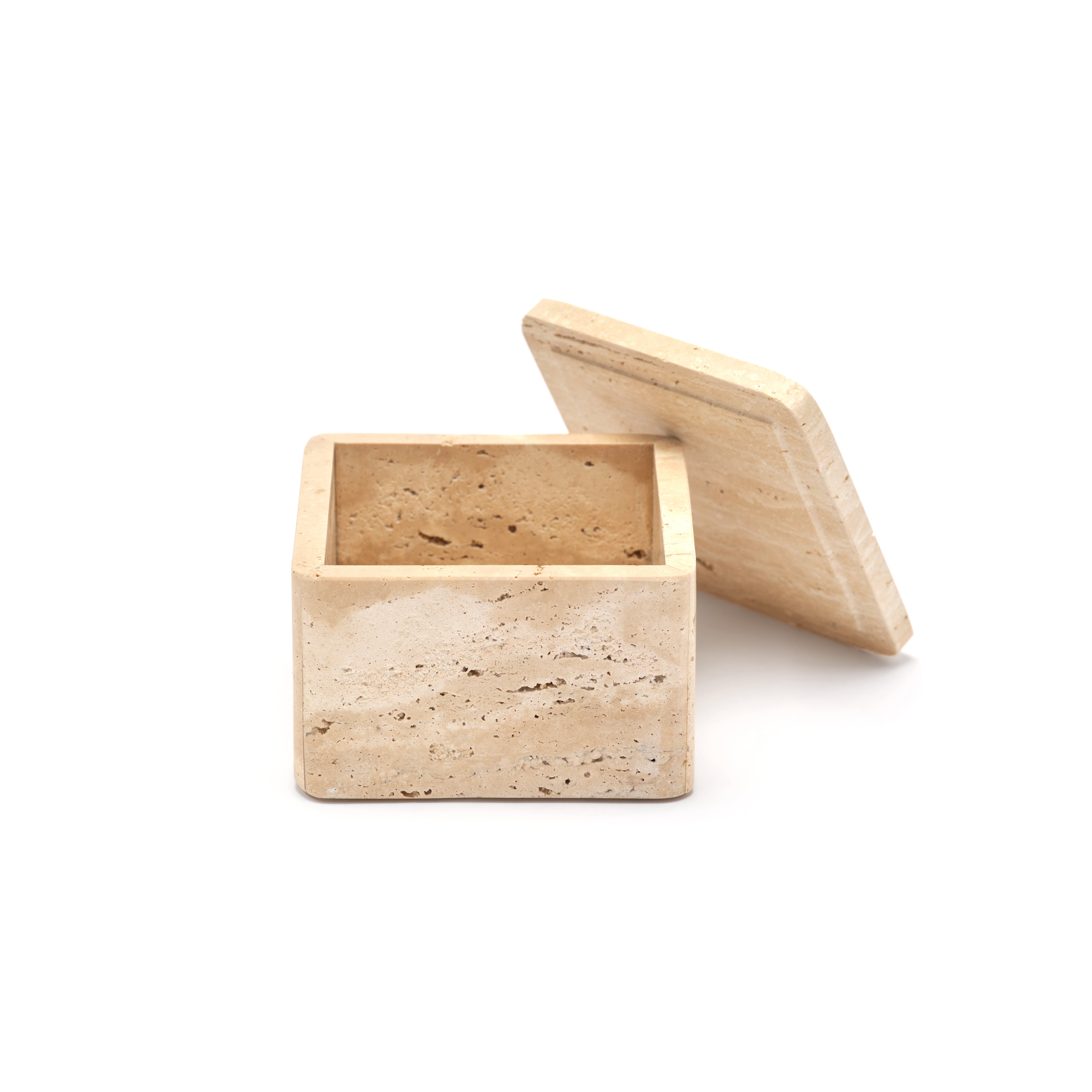 MARBLE SQUARE TRINKET BOX - Roman Travertine | 天然石トリンケット